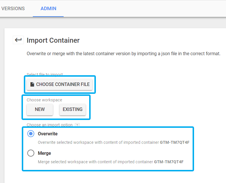 import file json vào google tag manager