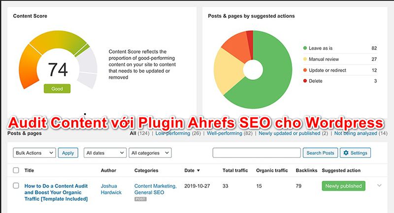 Cách audit content với plugin Ahrefs SEO Plugin.