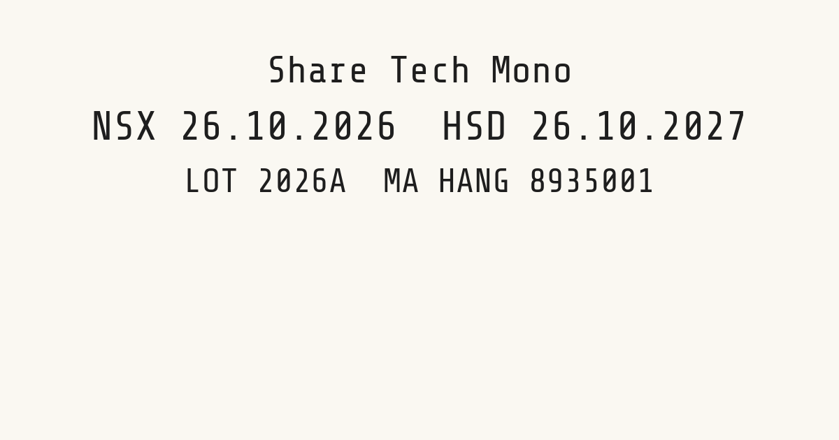 Font Share Tech Mono, mẫu chữ cho hóa đơn và số seri