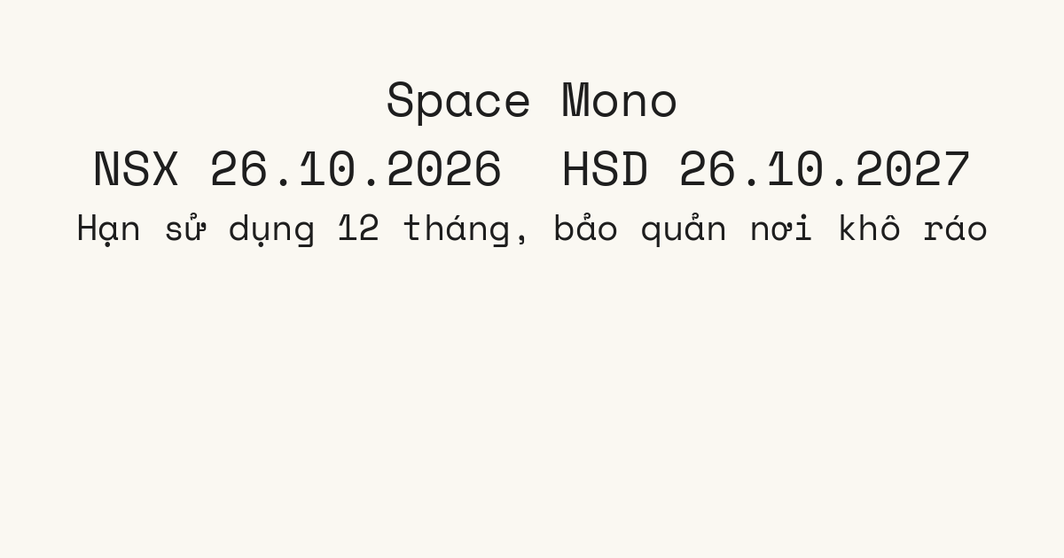 Font Space Mono, mẫu chữ tem nhãn tiếng Việt