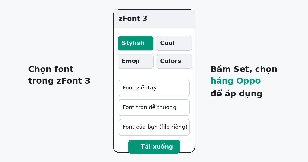 Đổi font chữ Oppo A5s bằng ứng dụng zFont 3